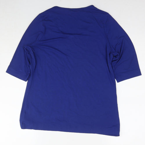 Marks and Spencer Womens Blue Viscose Basic T-Shirt Size 14 Round Neck