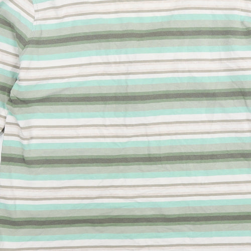 NEXT Womens Green Striped Cotton Basic T-Shirt Size 12 Round Neck