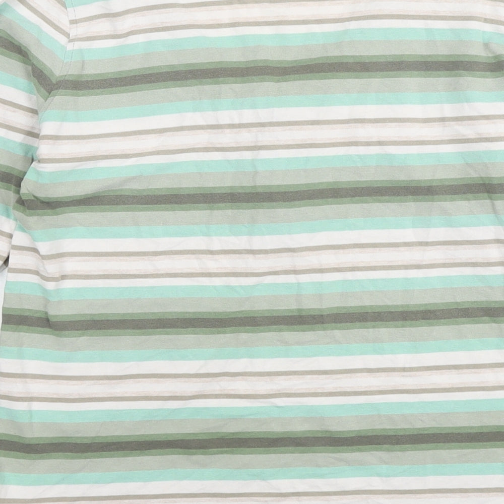 NEXT Womens Green Striped Cotton Basic T-Shirt Size 12 Round Neck