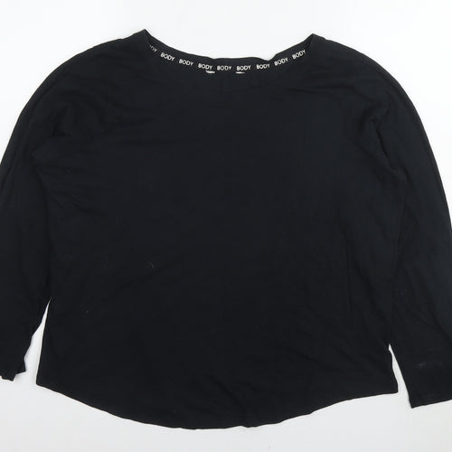 Marks and Spencer Womens Black Cotton Basic T-Shirt Size 20 Round Neck