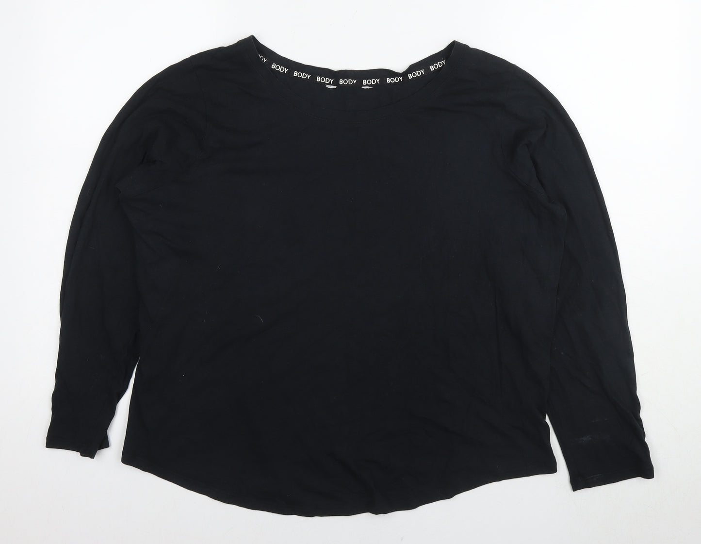 Marks and Spencer Womens Black Cotton Basic T-Shirt Size 20 Round Neck