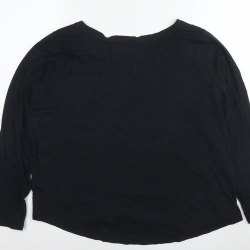 Marks and Spencer Womens Black Cotton Basic T-Shirt Size 20 Round Neck