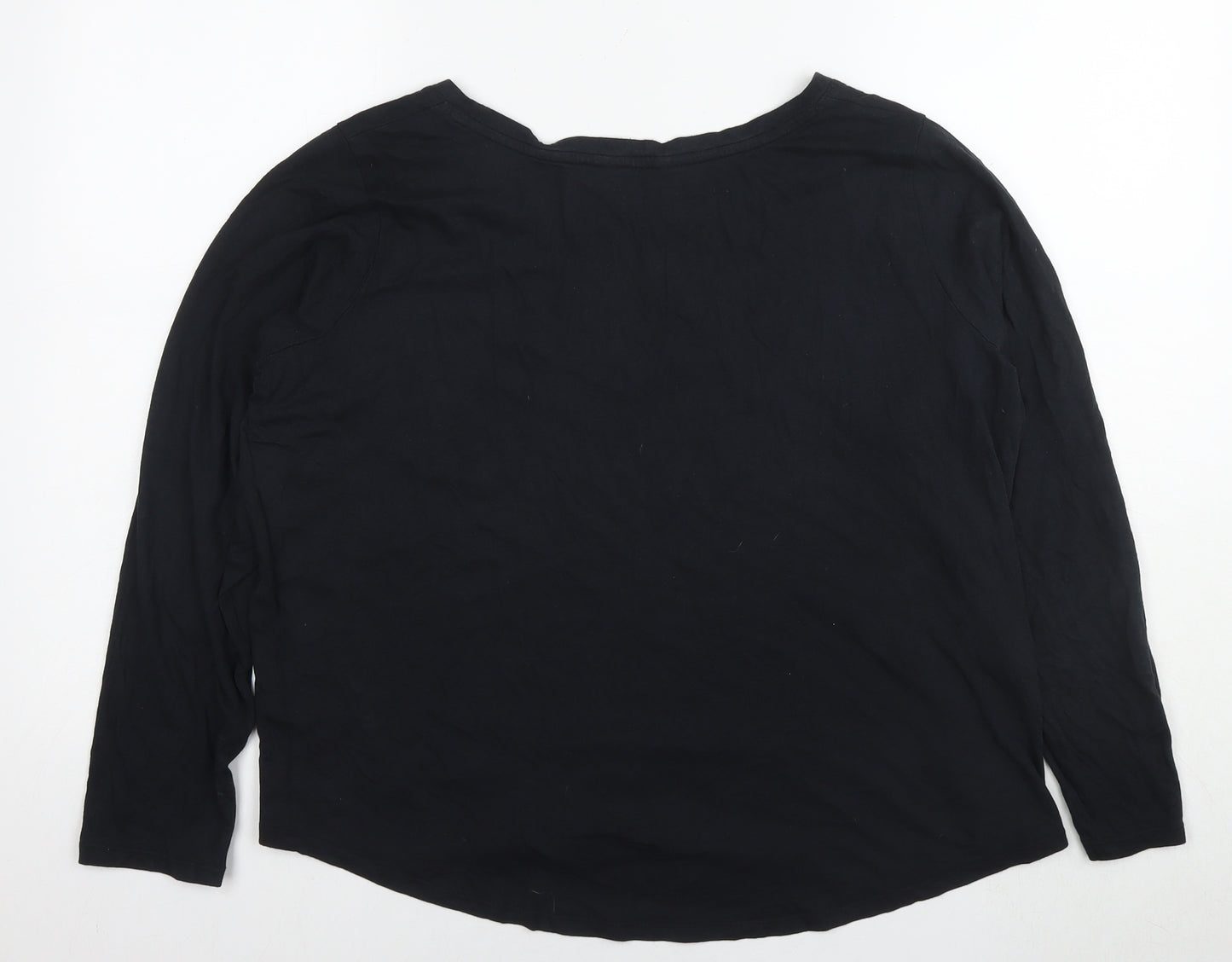 Marks and Spencer Womens Black Cotton Basic T-Shirt Size 20 Round Neck