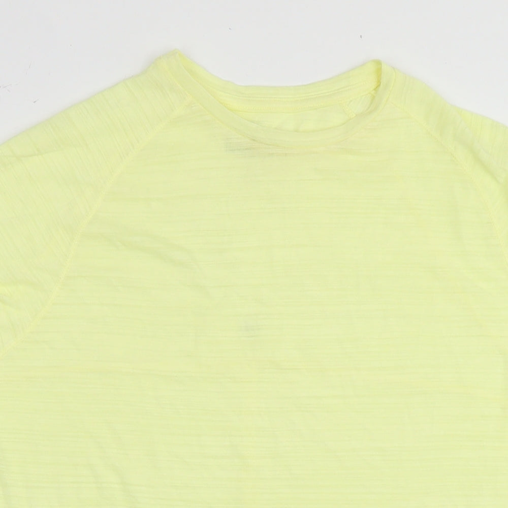 NEXT Womens Yellow Polyester Basic T-Shirt Size 14 Round Neck Pullover