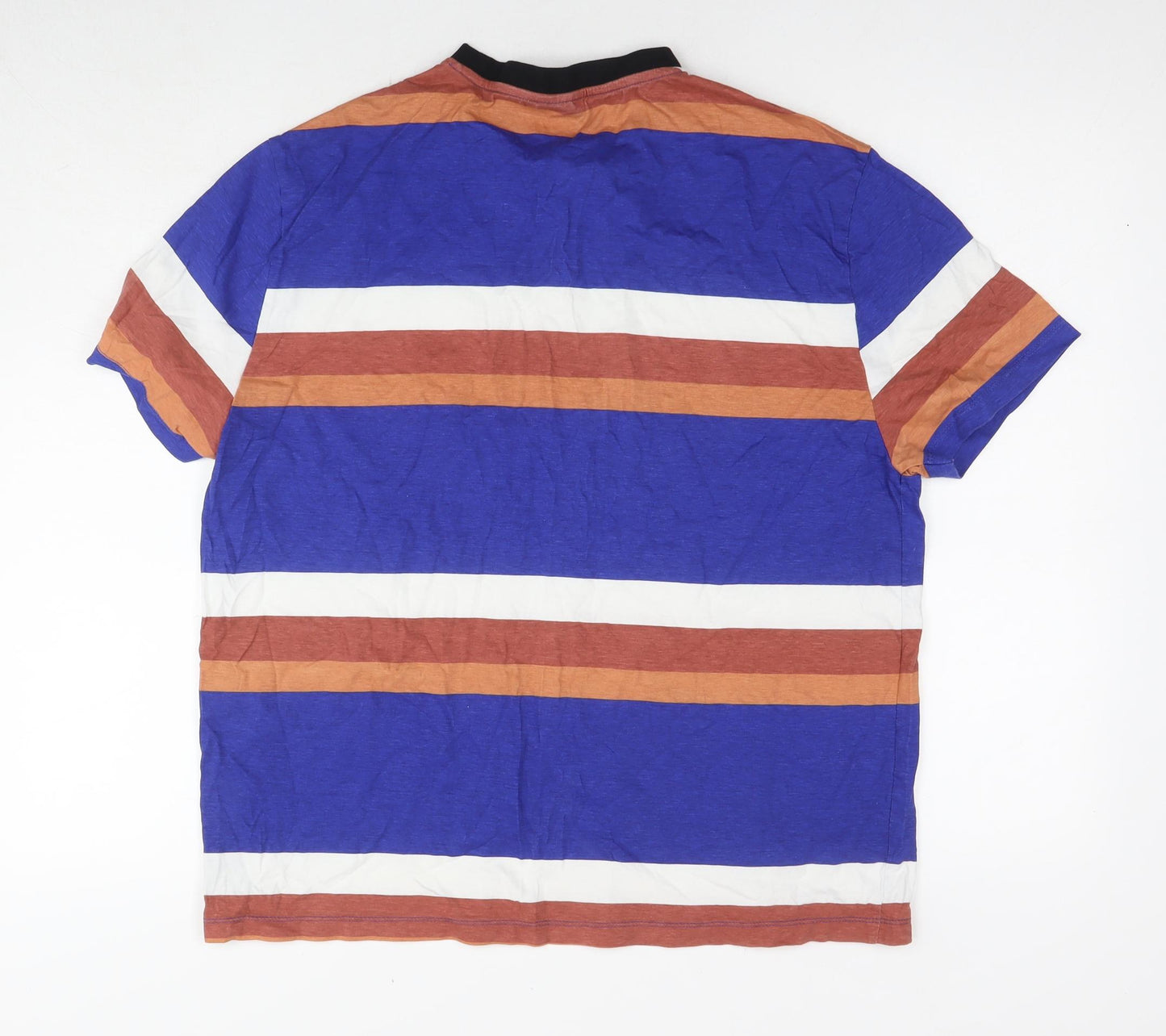 ASOS Mens Multicoloured Striped Cotton T-Shirt Size L Round Neck