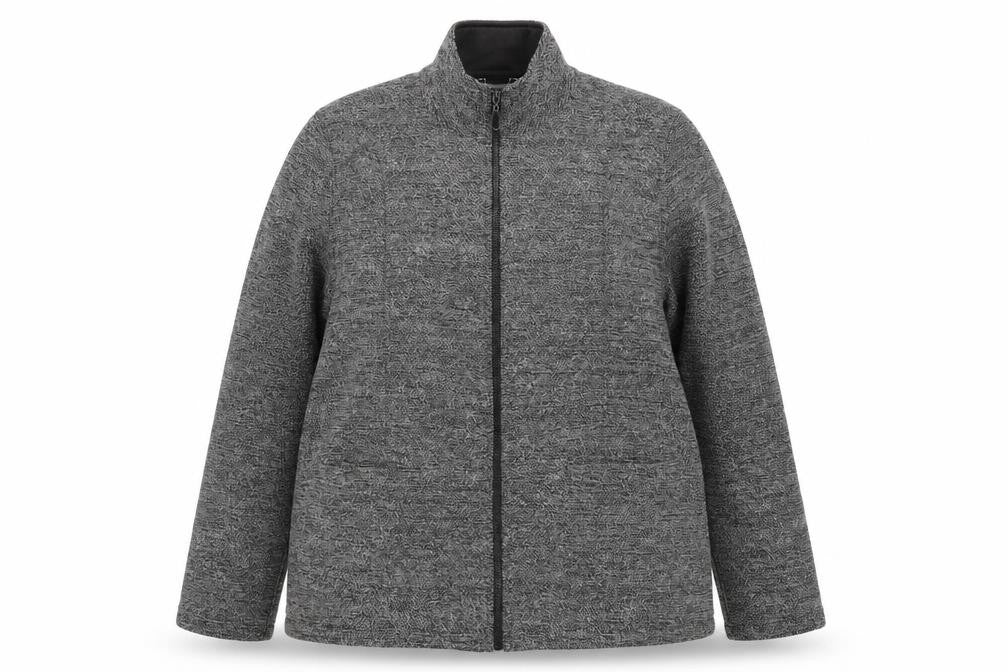 Front view of Marks & Spencer women’s grey jacket, size UK 18, zip