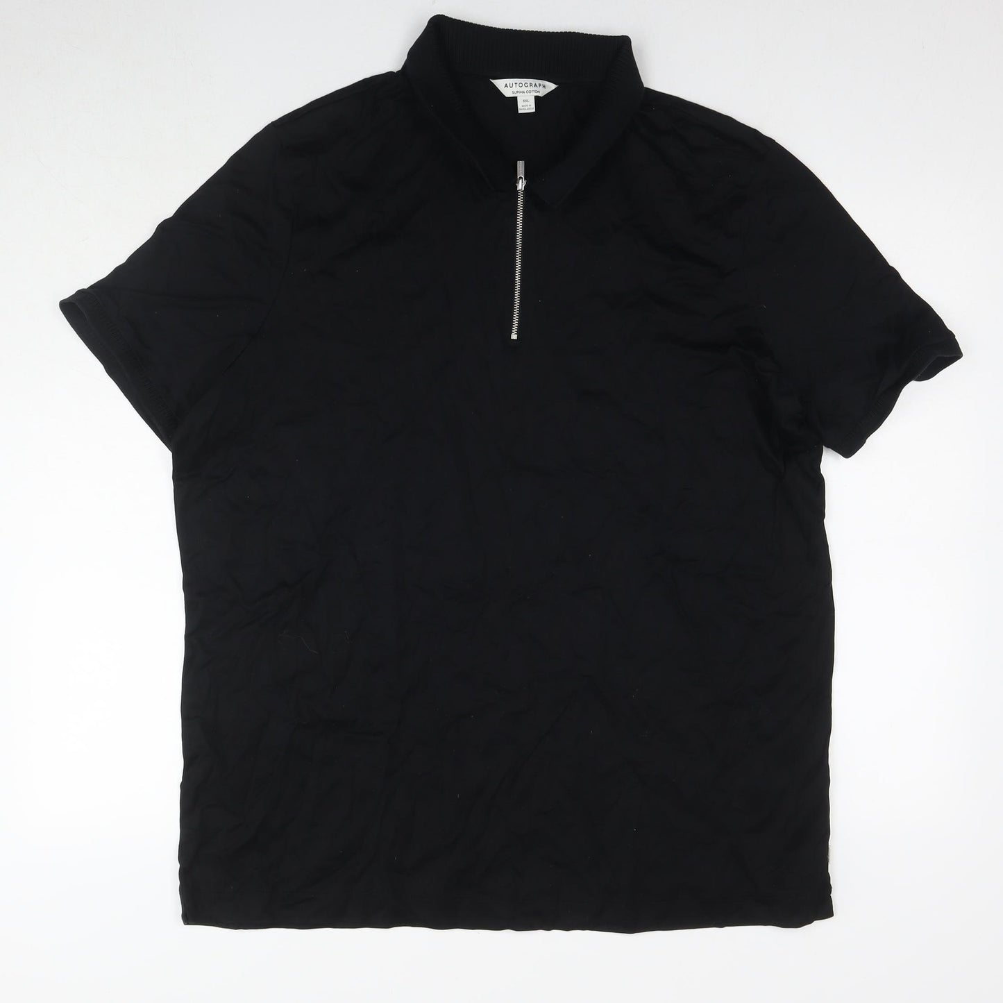 Autograph Mens Black Cotton T-Shirt Size 3XL Collared