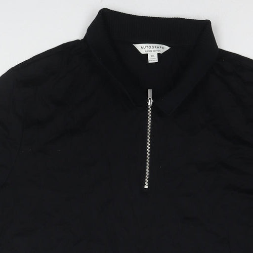 Autograph Mens Black Cotton T-Shirt Size 3XL Collared