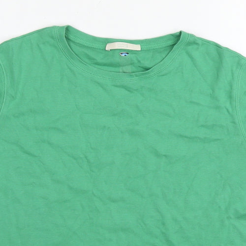 Marks and Spencer Womens Green Cotton Basic T-Shirt Size 16 Round Neck