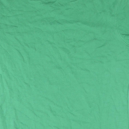 Marks and Spencer Womens Green Cotton Basic T-Shirt Size 16 Round Neck