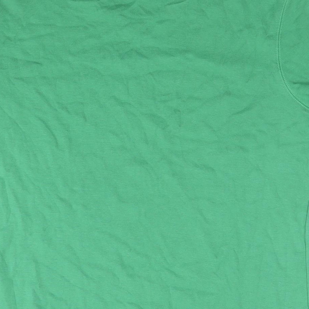 Marks and Spencer Womens Green Cotton Basic T-Shirt Size 16 Round Neck