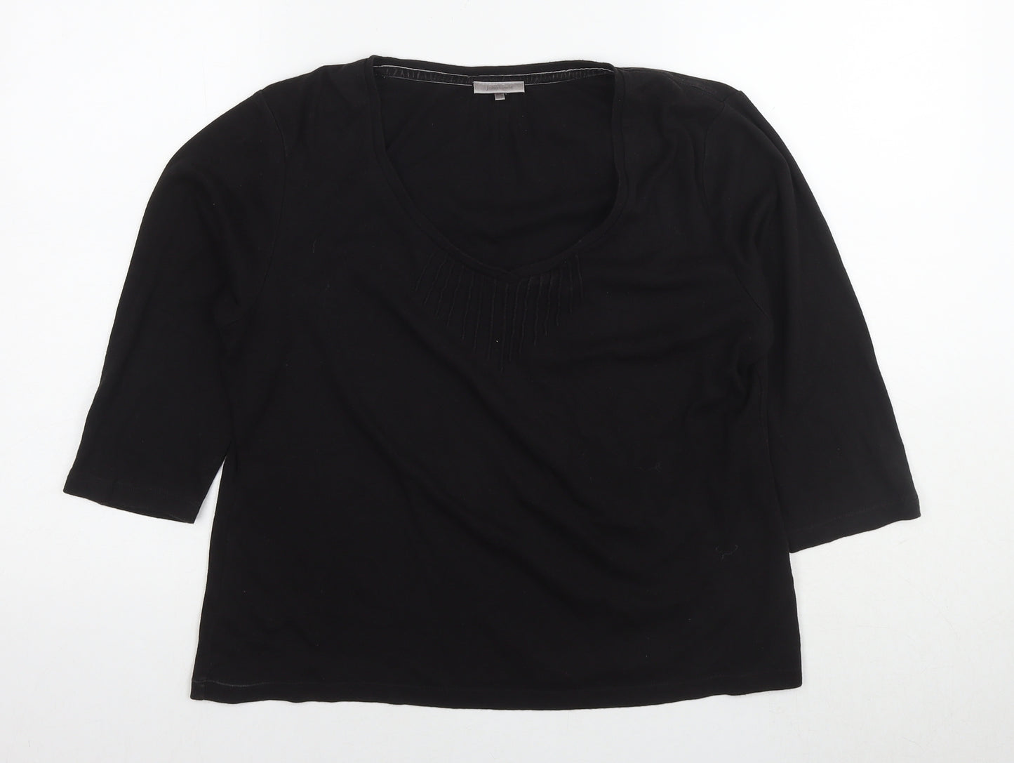 John Lewis Womens Black Cotton Basic T-Shirt Size 16 Round Neck