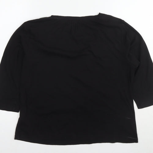 John Lewis Womens Black Cotton Basic T-Shirt Size 16 Round Neck