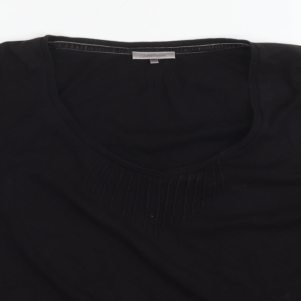 John Lewis Womens Black Cotton Basic T-Shirt Size 16 Round Neck