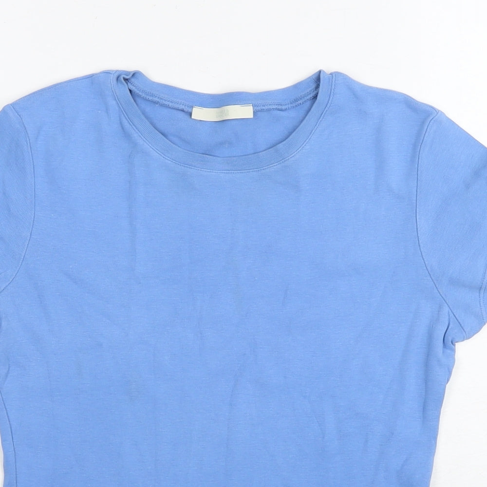 Marks and Spencer Womens Blue Cotton Basic T-Shirt Size 10 Round Neck