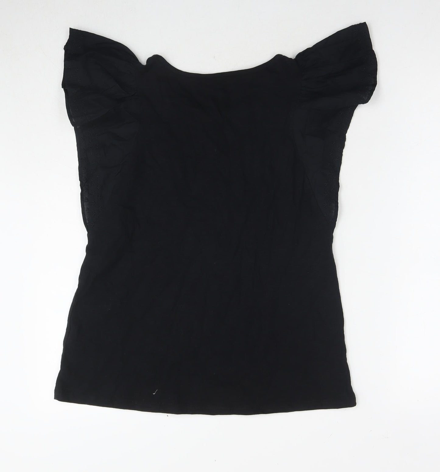 Marks and Spencer Womens Black Cotton Basic T-Shirt Size 6 Round Neck