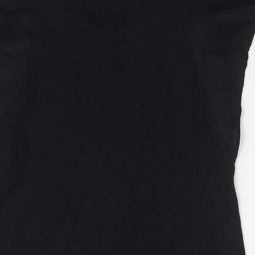 Marks and Spencer Womens Black Cotton Basic T-Shirt Size 6 Round Neck