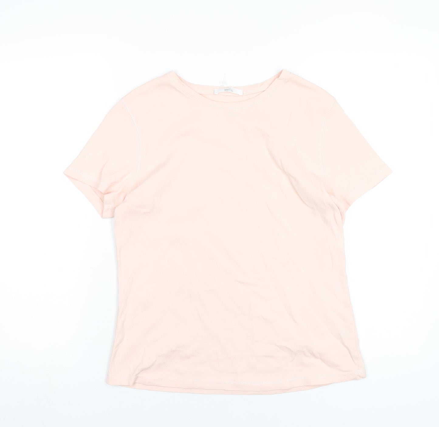 Marks and Spencer Womens Pink Cotton Basic T-Shirt Size 16 Round Neck