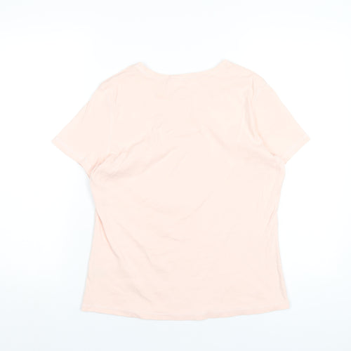 Marks and Spencer Womens Pink Cotton Basic T-Shirt Size 16 Round Neck