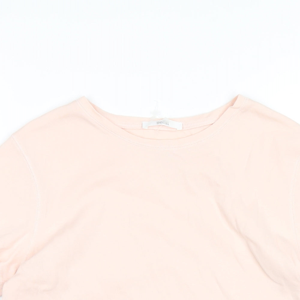 Marks and Spencer Womens Pink Cotton Basic T-Shirt Size 16 Round Neck