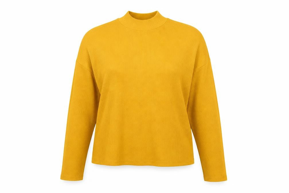 H&M Womens Yellow Polyester Basic T-Shirt Size XS Mock Neck