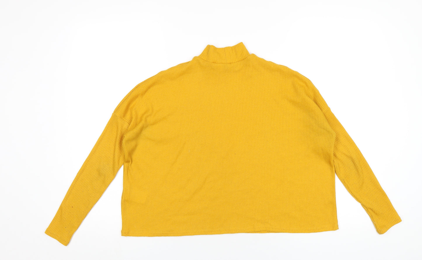 H&M Womens Yellow Polyester Basic T-Shirt Size XS Mock Neck