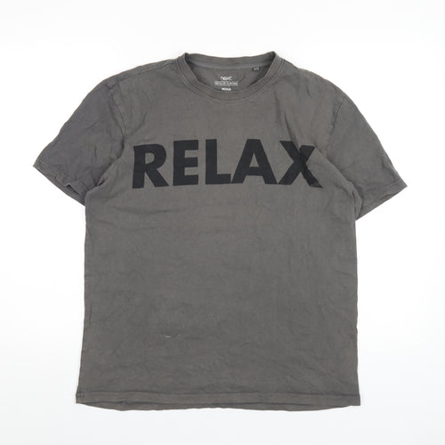 NEXT Mens Grey Cotton T-Shirt Size M Round Neck