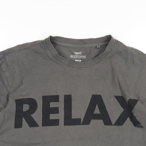 NEXT Mens Grey Cotton T-Shirt Size M Round Neck