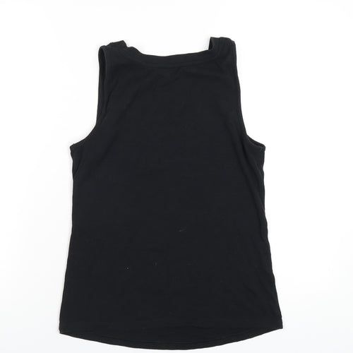 Jane and Bleeker Womens Black Cotton Basic Tank Size L Scoop Neck