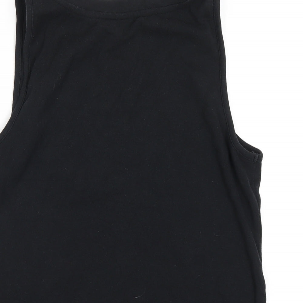 Jane and Bleeker Womens Black Cotton Basic Tank Size L Scoop Neck