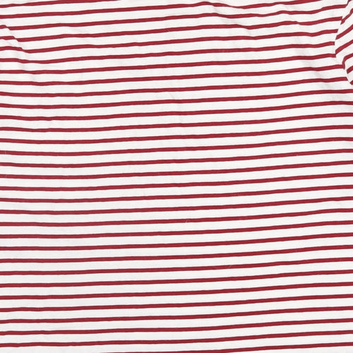 Zara Womens Red Striped Cotton Basic T-Shirt Size M Round Neck