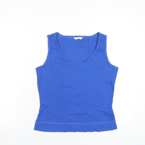 Marks and Spencer Womens Blue Cotton Basic Tank Size 14 V-Neck