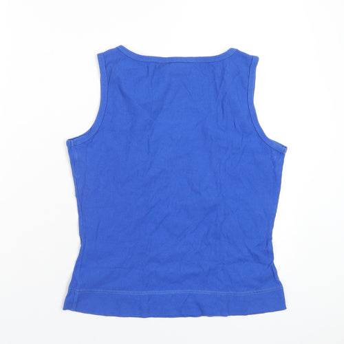 Marks and Spencer Womens Blue Cotton Basic Tank Size 14 V-Neck