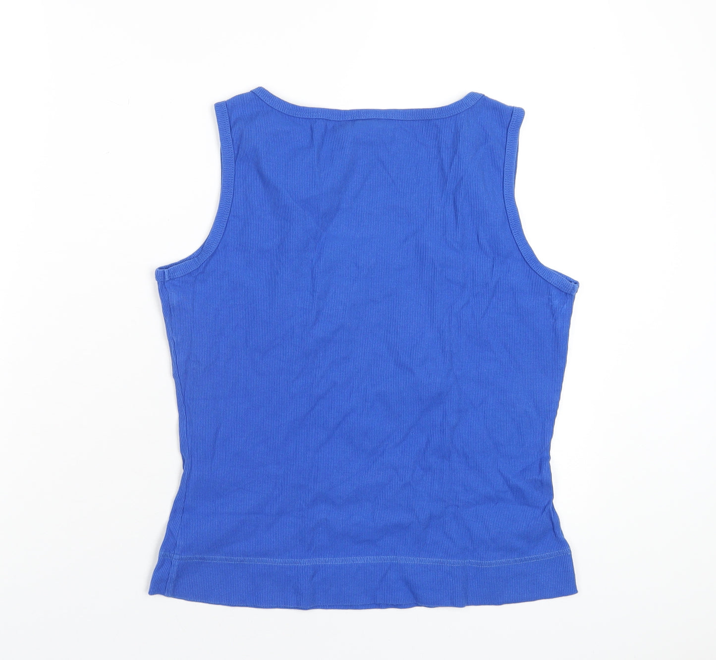 Marks and Spencer Womens Blue Cotton Basic Tank Size 14 V-Neck