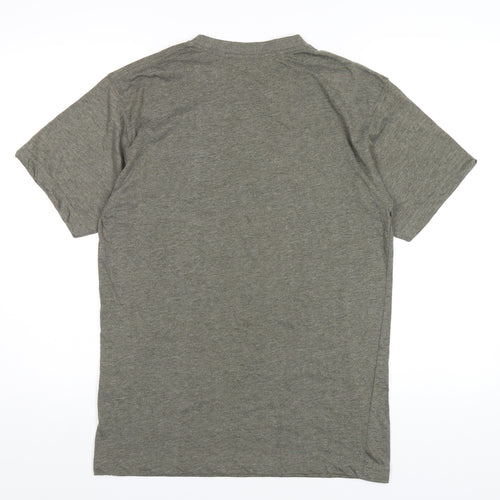 Hallifax Tees Mens Grey Cotton T-Shirt Size S Round Neck