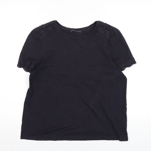 Marks and Spencer Womens Blue Cotton Basic T-Shirt Size 14 Round Neck