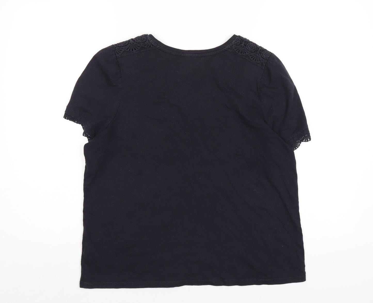 Marks and Spencer Womens Blue Cotton Basic T-Shirt Size 14 Round Neck