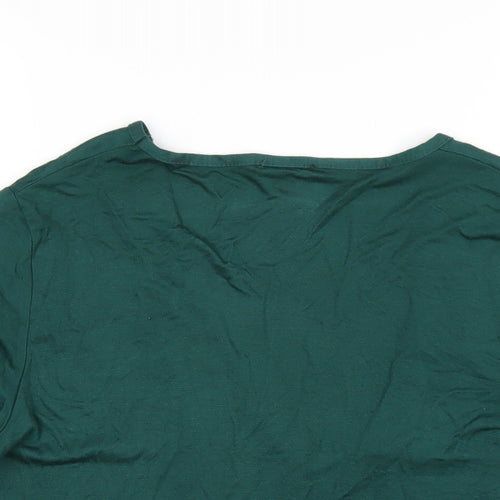 Nasty Gal Womens Green Viscose Basic T-Shirt Size M V-Neck
