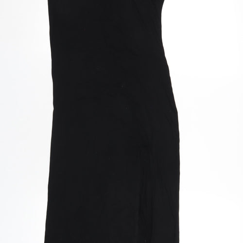 PRETTYLITTLETHING Womens Black Viscose Maxi Size 8 Round Neck Pullover