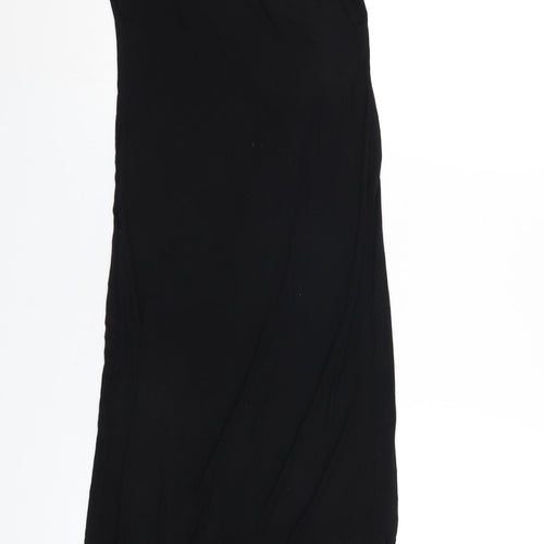 PRETTYLITTLETHING Womens Black Viscose Maxi Size 8 Round Neck Pullover