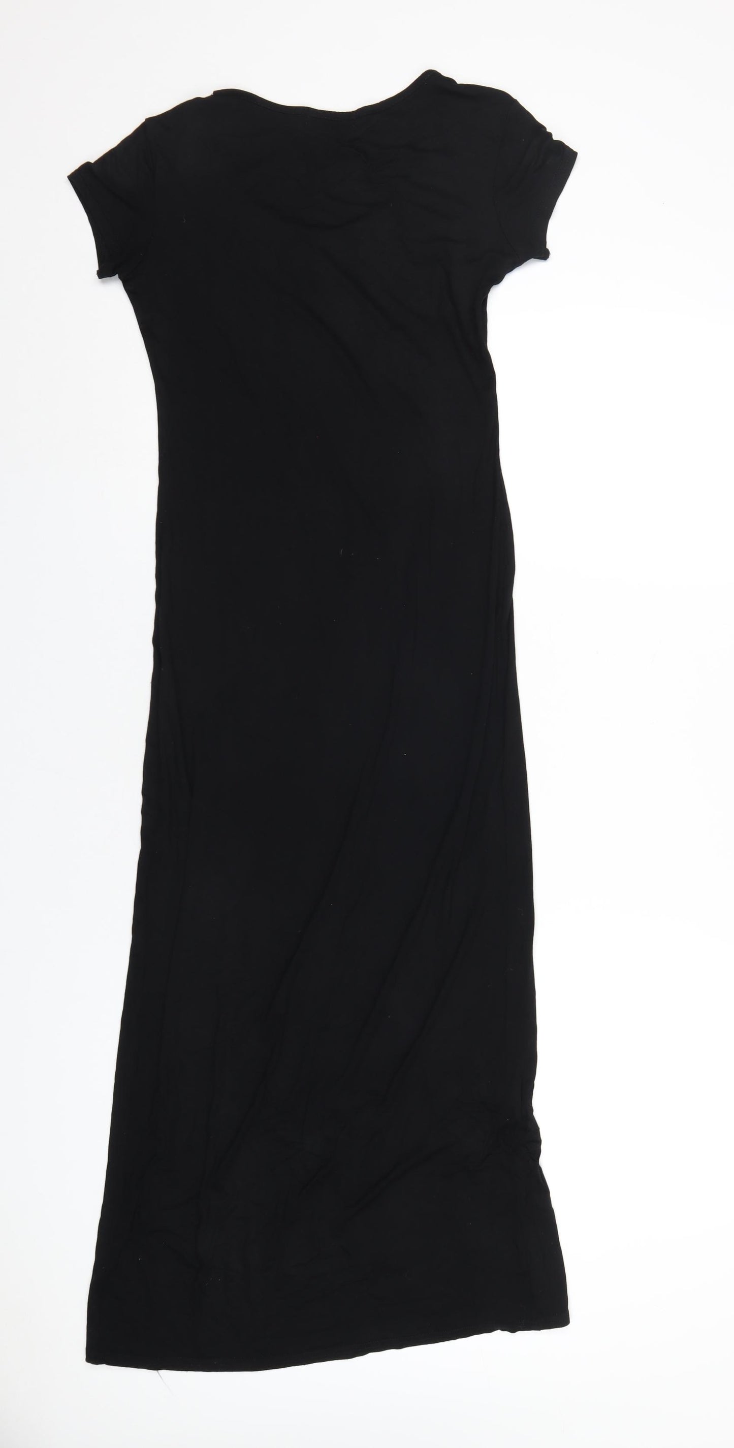 PRETTYLITTLETHING Womens Black Viscose Maxi Size 8 Round Neck Pullover