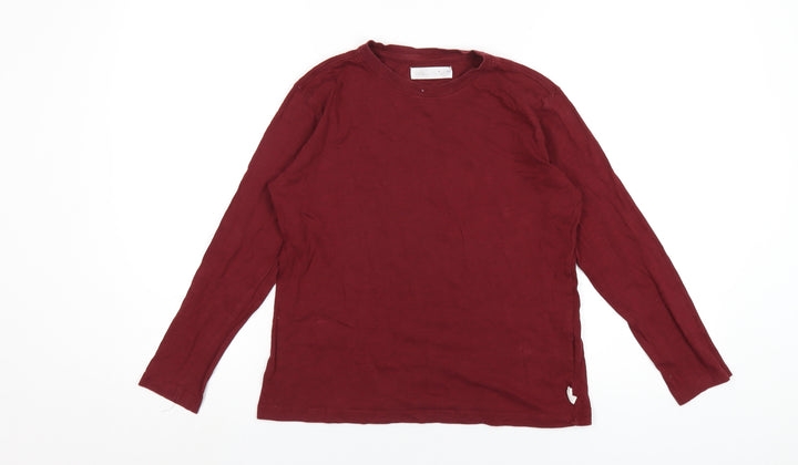 Zara Boys Red Cotton Basic T-Shirt Size 9 Years Round Neck Pullover