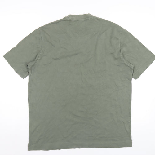 Zara Mens Green Cotton T-Shirt Size M Round Neck