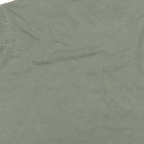 Zara Mens Green Cotton T-Shirt Size M Round Neck