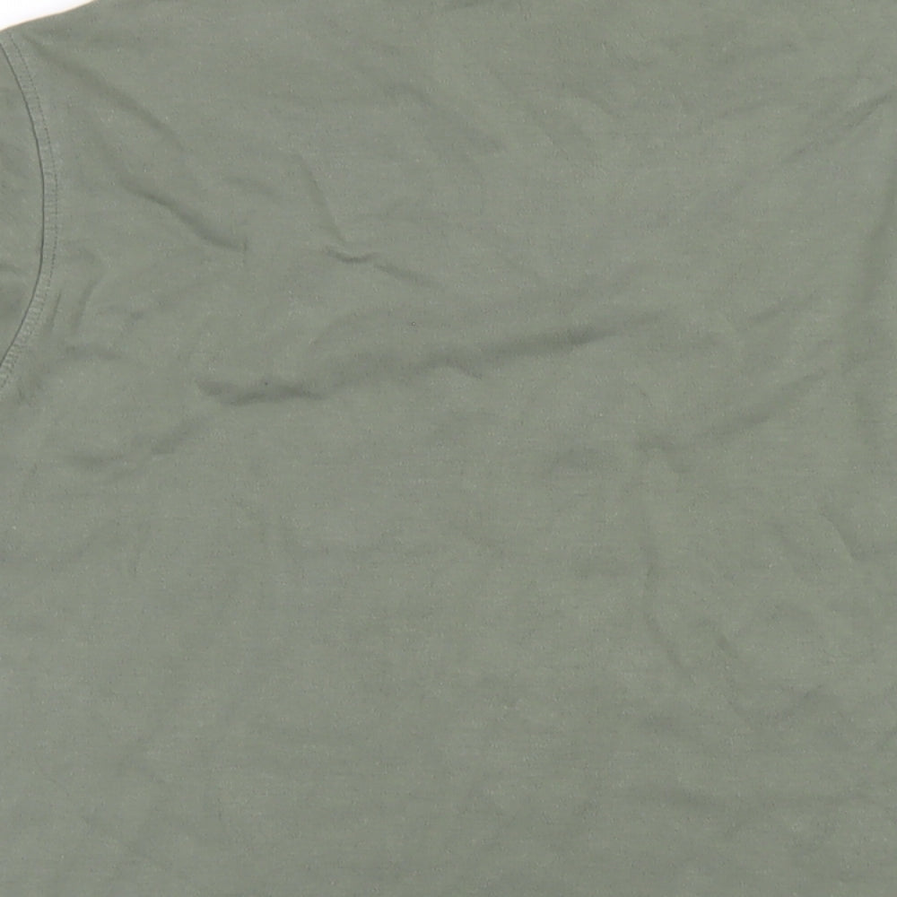 Zara Mens Green Cotton T-Shirt Size M Round Neck