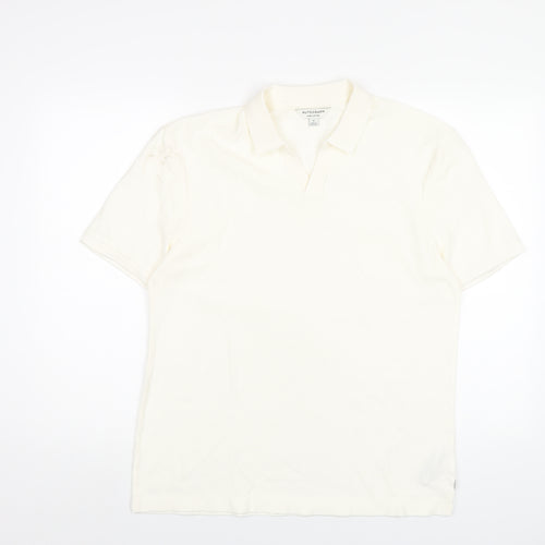 Marks and Spencer Mens Ivory Cotton Polo Size M Collared Pullover