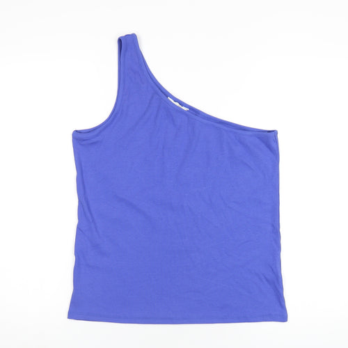 Marks and Spencer Womens Blue Cotton Basic Tank Size 18 One Shoulder