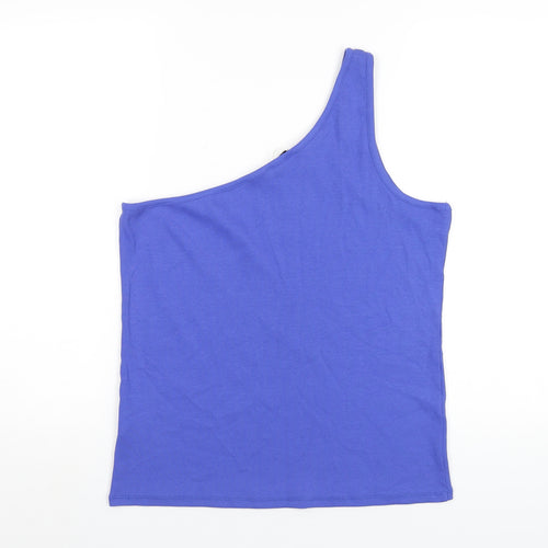 Marks and Spencer Womens Blue Cotton Basic Tank Size 18 One Shoulder