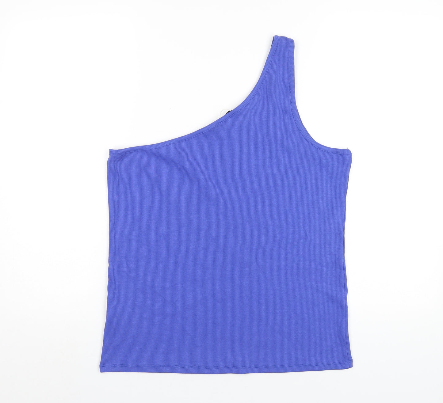 Marks and Spencer Womens Blue Cotton Basic Tank Size 18 One Shoulder