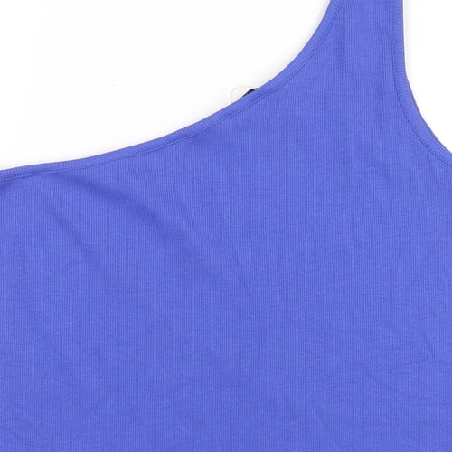 Marks and Spencer Womens Blue Cotton Basic Tank Size 18 One Shoulder